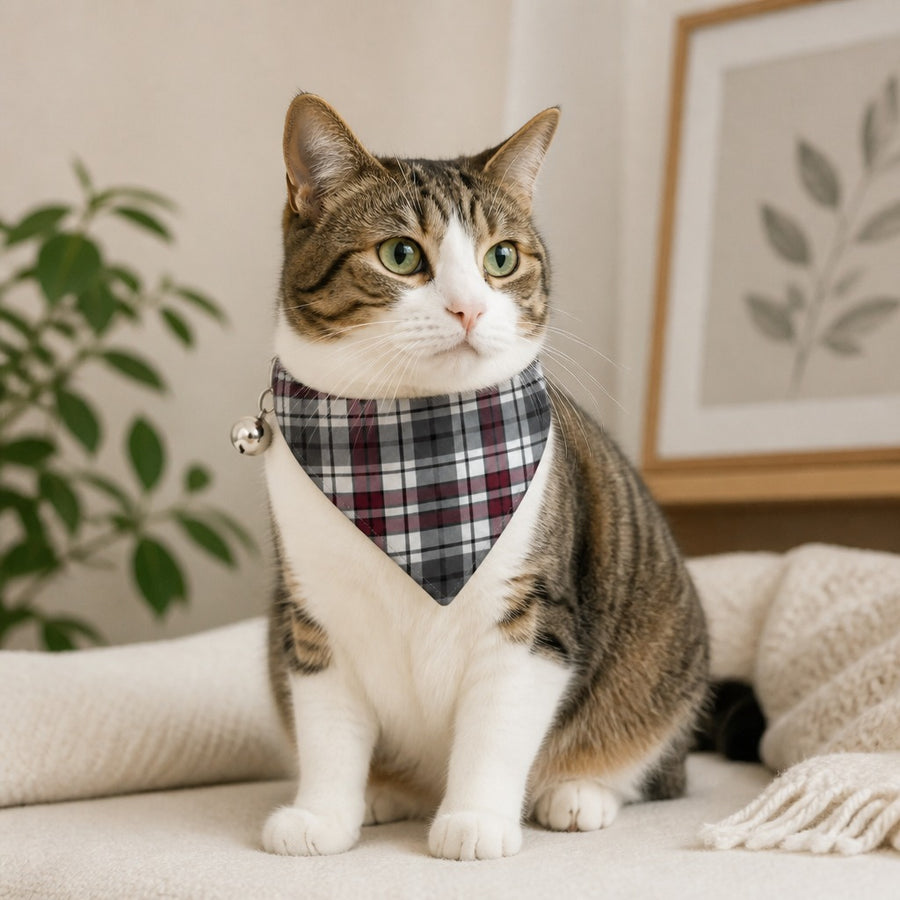 Urban Slate Tartan Flannel Cat Bandana