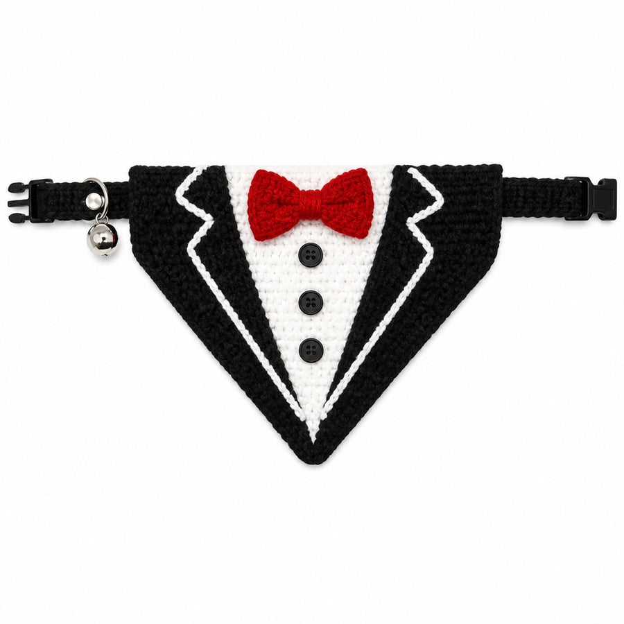 Dapper Gentleman Tuxedo Crochet Cat Bandana