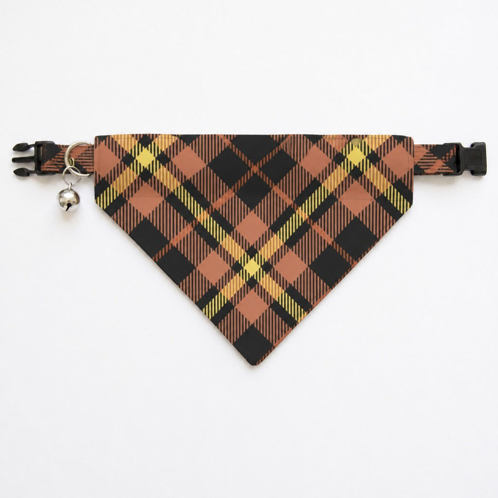 Rustic Autumn Tartan Flannel Cat Bandana